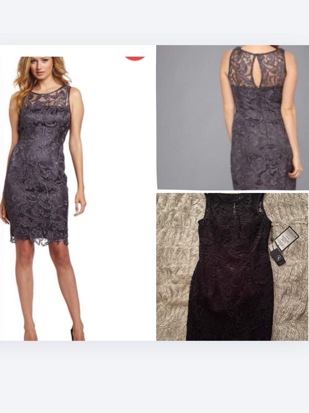 Adrianna Papell Embroidered Lace Fitted Dress. Black.